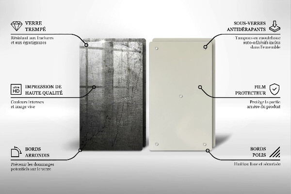 Skleněná deska za sporák Kovová textura