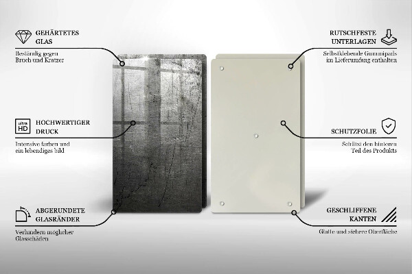 Skleněná deska za sporák Kovová textura