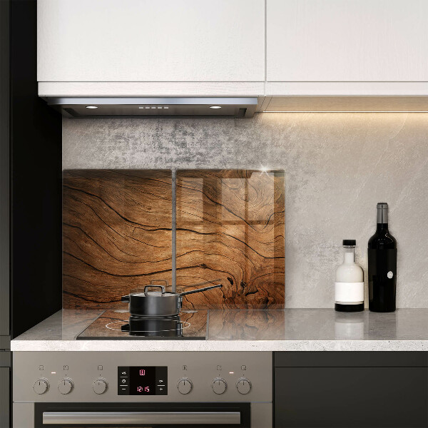 Skleněná deska za sporák Textura dřevěné desky