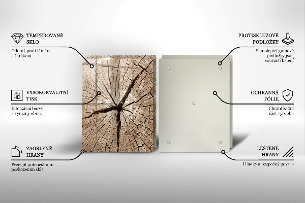 Skleněná deska za sporák Průřez stromem