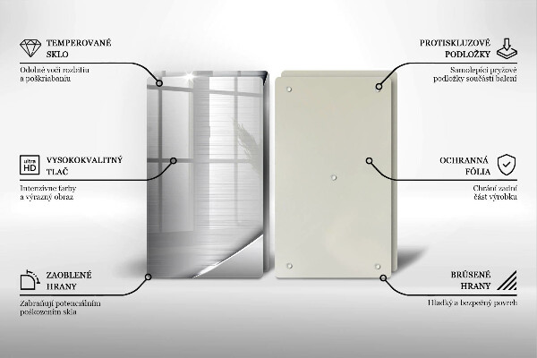 Skleněná deska za sporák Kovové tvary