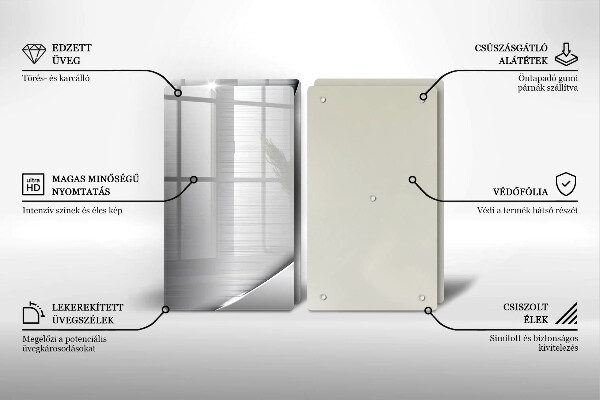 Skleněná deska za sporák Kovové tvary