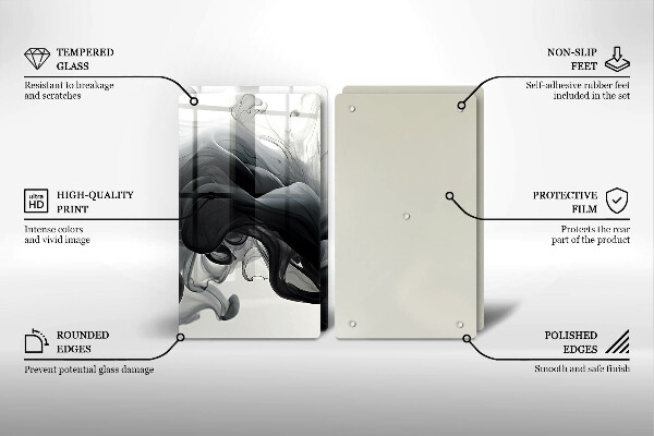 Skleněná deska za sporák Černý kouř abstrakce