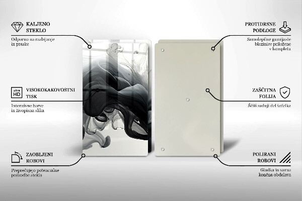 Skleněná deska za sporák Černý kouř abstrakce