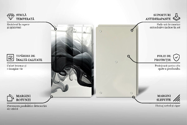 Skleněná deska za sporák Černý kouř abstrakce