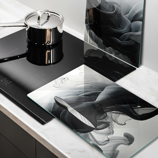 Skleněná deska za sporák Černý kouř abstrakce