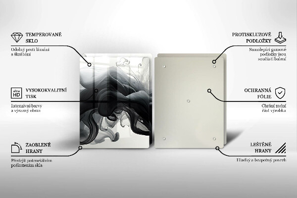 Skleněná deska za sporák Černý kouř abstrakce