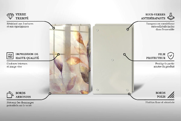 Sklo za varnou desku Malované boho listy