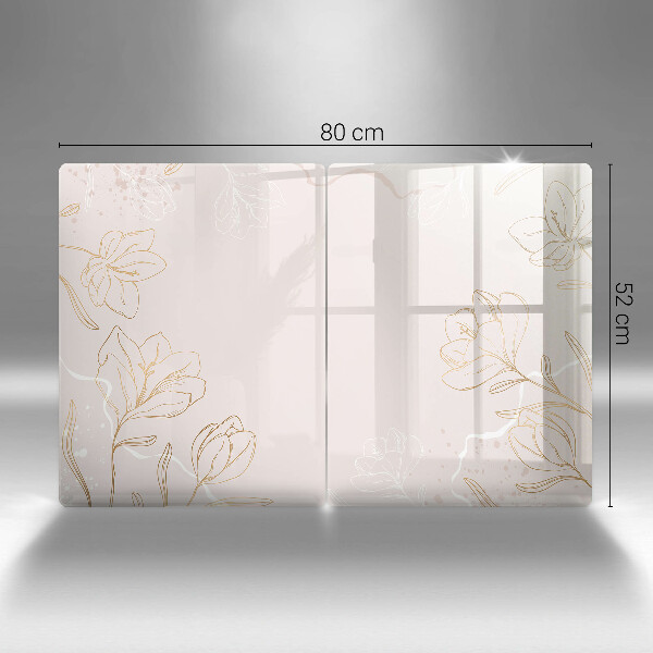 Skleněná deska za sporák Květinové obrysy