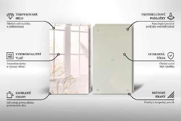 Skleněná deska za sporák Květinové obrysy