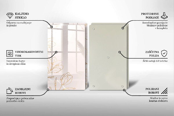 Skleněná deska za sporák Květinové obrysy