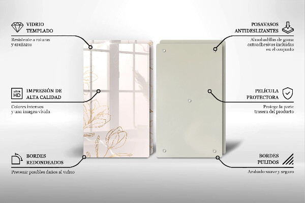 Skleněná deska za sporák Květinové obrysy