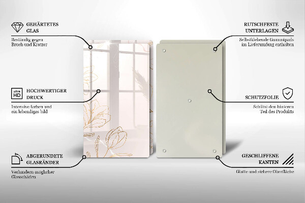 Skleněná deska za sporák Květinové obrysy