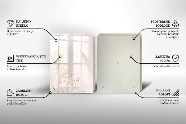 Skleněná deska za sporák Květinové obrysy