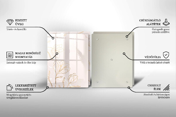 Skleněná deska za sporák Květinové obrysy