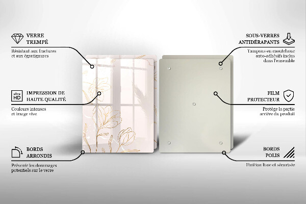 Skleněná deska za sporák Květinové obrysy