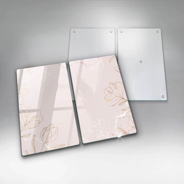 Skleněná deska za sporák Květinové obrysy