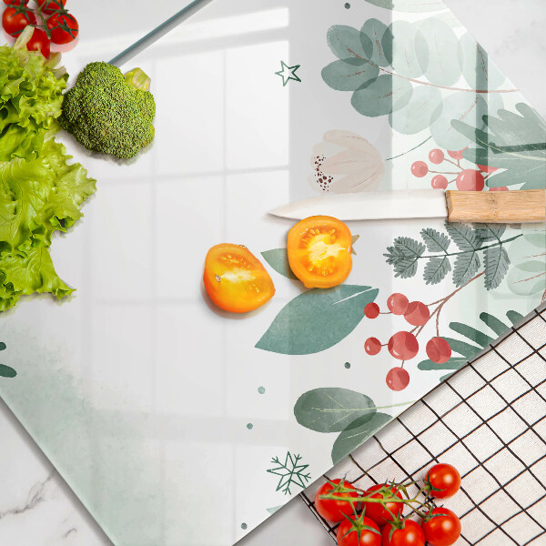 Skleněná deska za sporák Akvarel listy