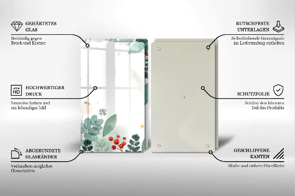 Skleněná deska za sporák Akvarel listy