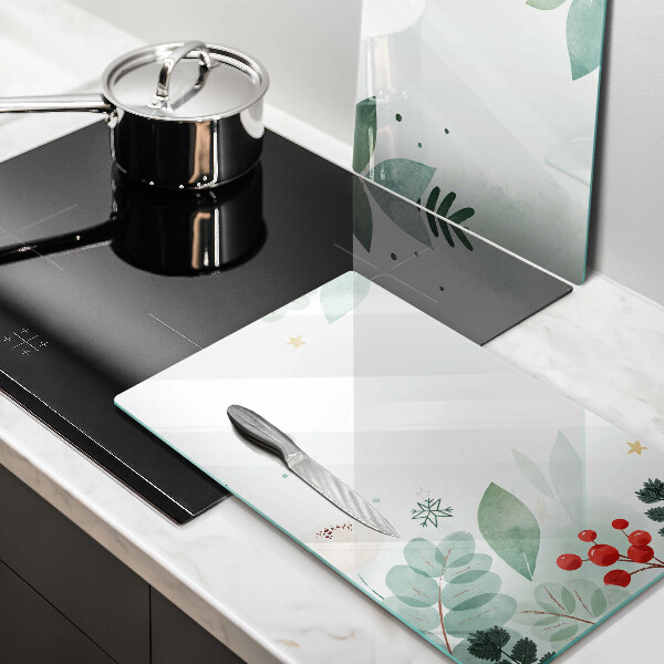 Skleněná deska za sporák Akvarel listy