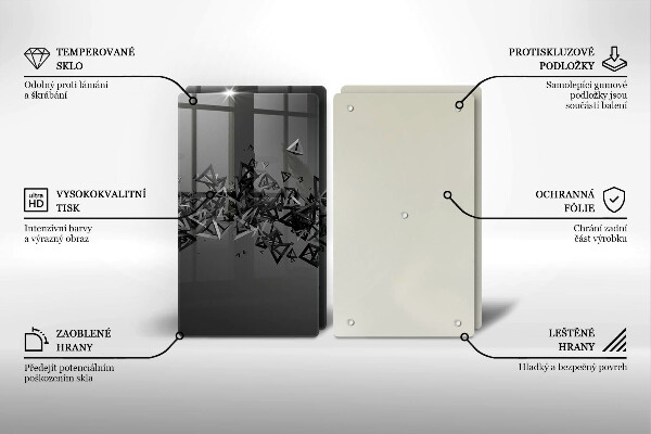 Skleněná deska za sporák Abstraktní 3d tvary