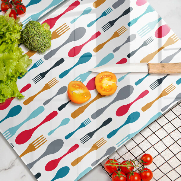 Skleněná deska za sporák Ilustrace lžíce