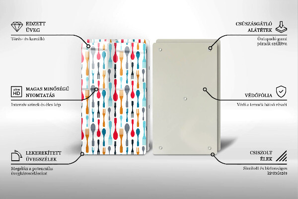 Skleněná deska za sporák Ilustrace lžíce