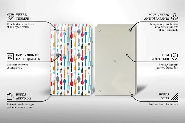 Skleněná deska za sporák Ilustrace lžíce