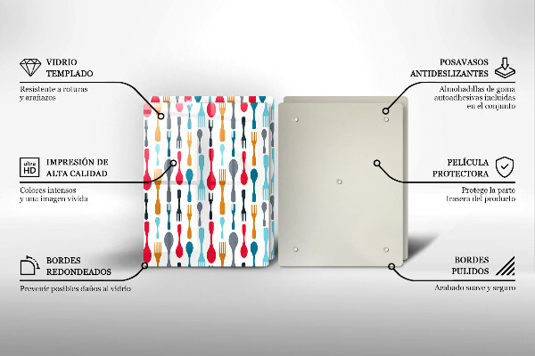 Skleněná deska za sporák Ilustrace lžíce