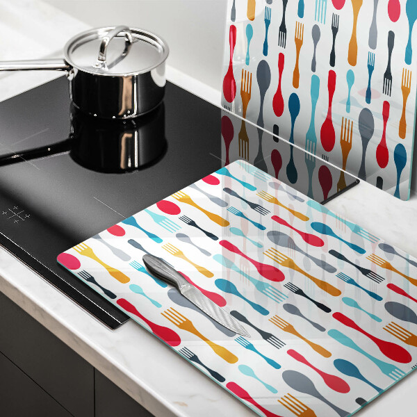 Skleněná deska za sporák Ilustrace lžíce