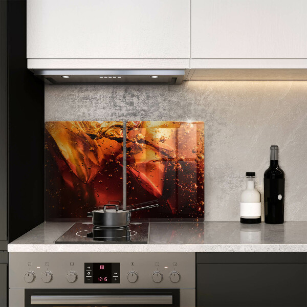 Skleněná deska za sporák Kolový nápoj s ledem