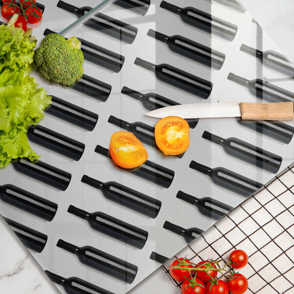 Skleněná deska za sporák Černé láhve vína