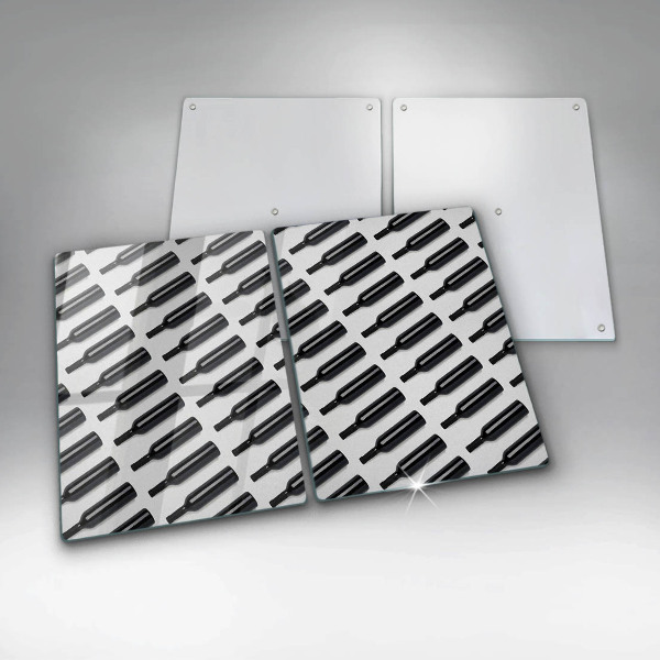 Skleněná deska za sporák Černé láhve vína