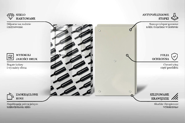 Skleněná deska za sporák Černé láhve vína