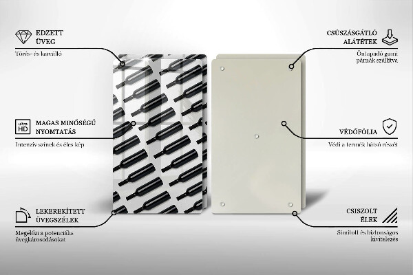 Skleněná deska za sporák Černé láhve vína