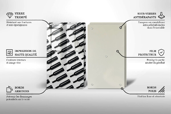 Skleněná deska za sporák Černé láhve vína