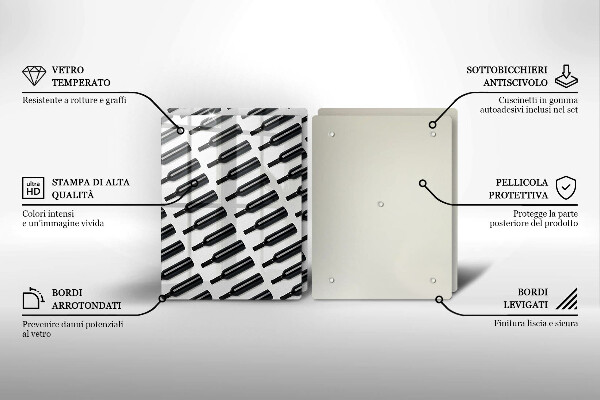 Skleněná deska za sporák Černé láhve vína