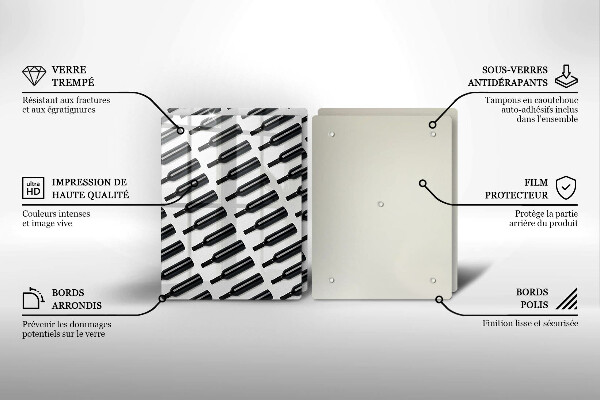 Skleněná deska za sporák Černé láhve vína