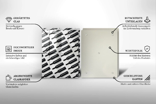 Skleněná deska za sporák Černé láhve vína