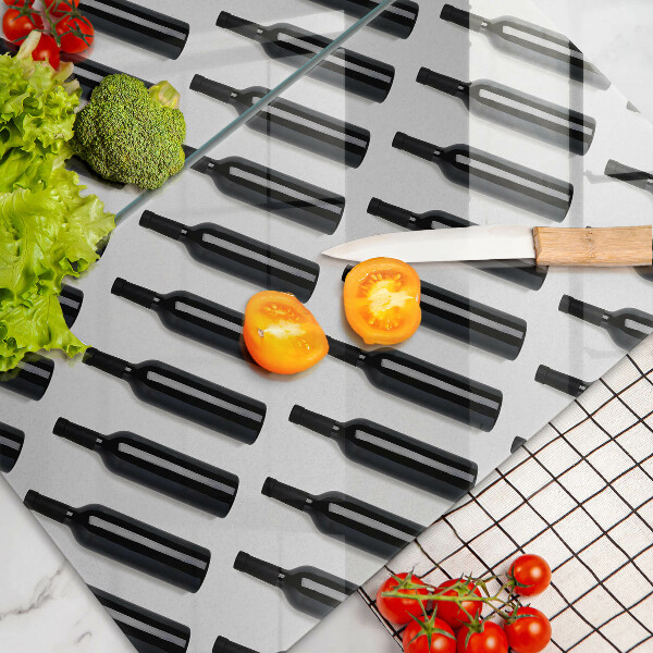 Skleněná deska za sporák Černé láhve vína