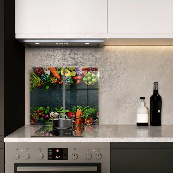 Skleněná deska za sporák Čerstvá zelenina