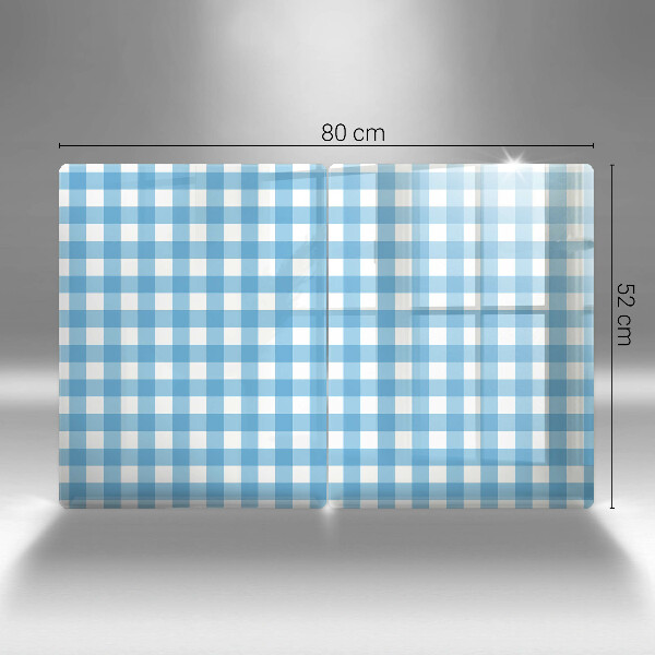 Skleněná deska za sporák Modro-bílý kostkovaný vzor