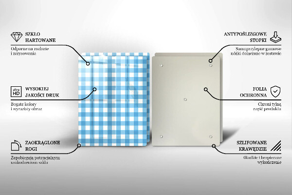 Skleněná deska za sporák Modro-bílý kostkovaný vzor