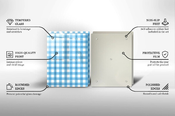 Skleněná deska za sporák Modro-bílý kostkovaný vzor