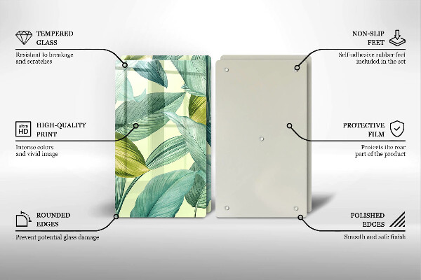 Skleněná deska za sporák Zelené tropické listy