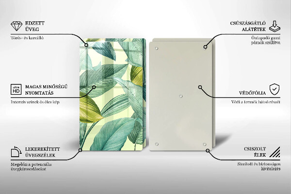 Skleněná deska za sporák Zelené tropické listy