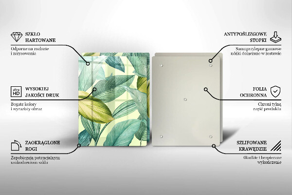 Skleněná deska za sporák Zelené tropické listy