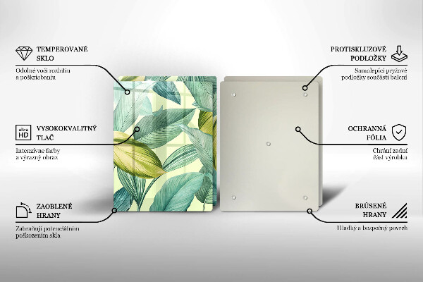 Skleněná deska za sporák Zelené tropické listy