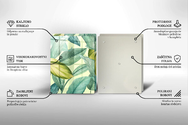 Skleněná deska za sporák Zelené tropické listy