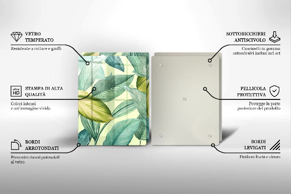 Skleněná deska za sporák Zelené tropické listy